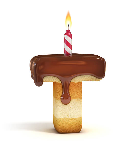 торт ко дню рождения шрифт буквой t - letter t fire flame typescript стоковые фото и изображения