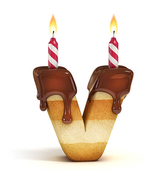 istock Birthday cake font letter V 486425198