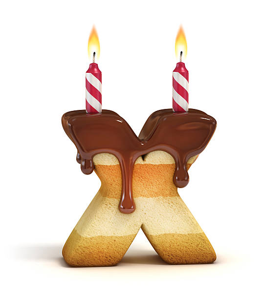 istock Birthday cake font letter X 486425202