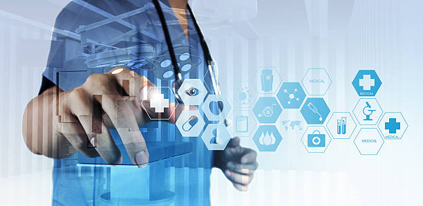 istock Double exposure of smart medical doctor working 486425436