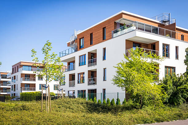 istock Modern colorful complex of apartment buildings 486425696