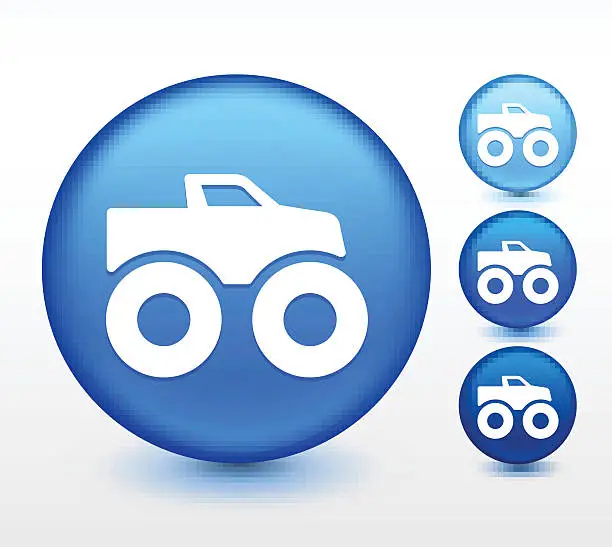 Vector illustration of Monster Truck on Blue Round Button