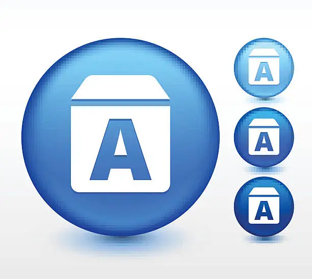 Vector illustration of Letter Blocks on Blue Round Button