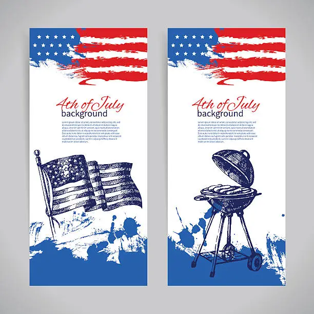 Vector illustration of Banners of 4th July backgrounds with American flag. Independence