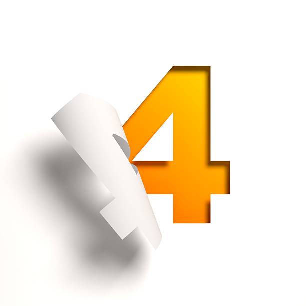 カール紙フォント番号 4 - number 4 number three dimensional shape sign ストックフォトと画像