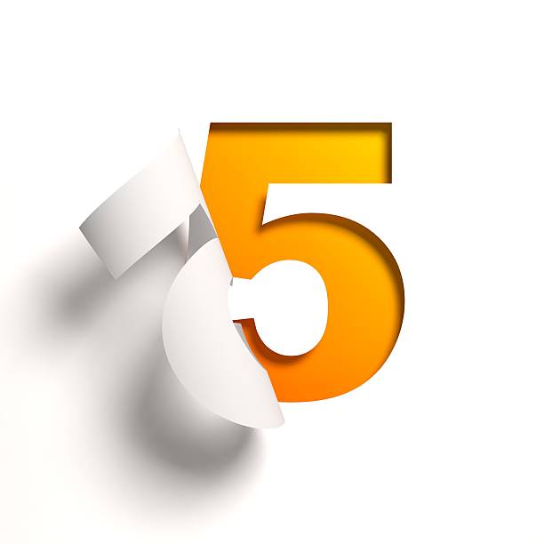 Curl paper font number 5 stock photo