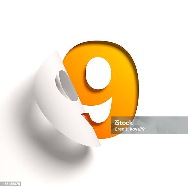 Curl Paper Font Number 9 Stock Photo - Download Image Now - 2015, Advertisement, Alphabet