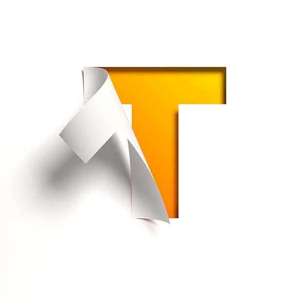 Curl paper font letter T