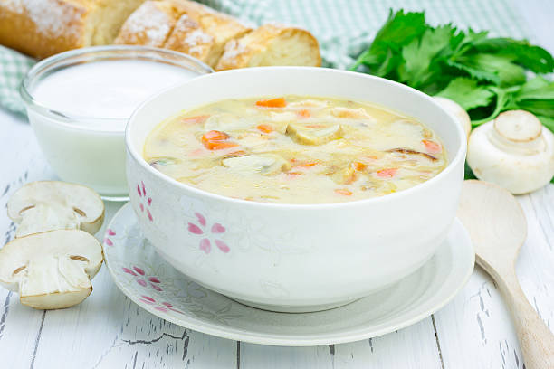 istock Homemade mushroom soup with chicken 486438138