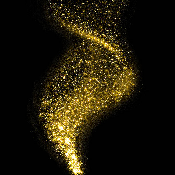 istock Gold glittering stars dust smoke trail. 486438548