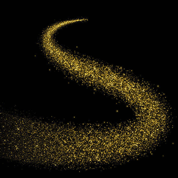istock Gold glittering bokeh stars dust tail. 486439166