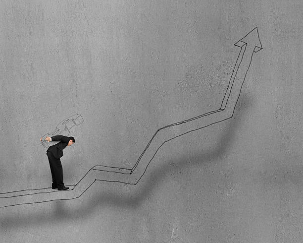 istock Man carrying money symbol on arrow drawings 486440757