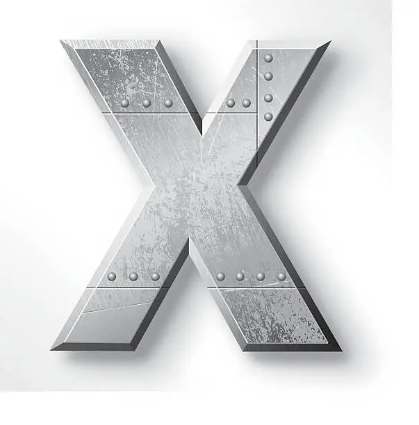 Vector illustration of Metal Letter X
