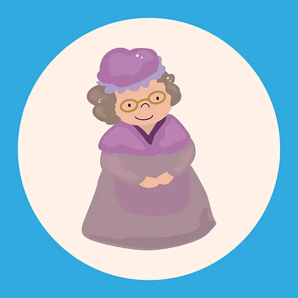 Vector illustration of grandmom in little red riding hood theme elements