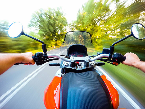 istock Speed on fontal view in motorbike 486442374