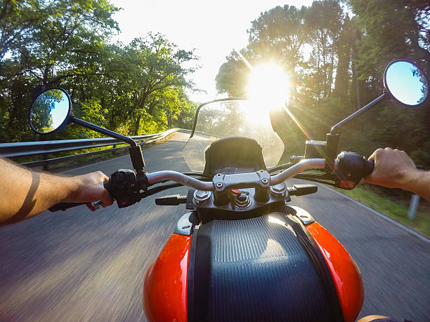 istock Speed on fontal view in motorbike 486442376
