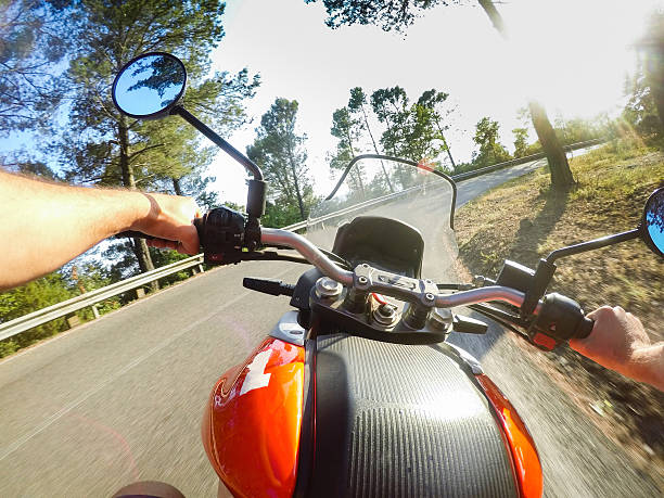 istock Speed on fontal view in motorbike 486442380