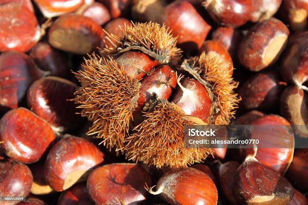 Chestnuts Chestnuts for sale in a greengrocery Autumn Stock Photo