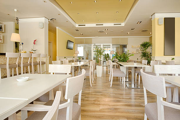istock Interior of a beautiful bright cafe 486442772
