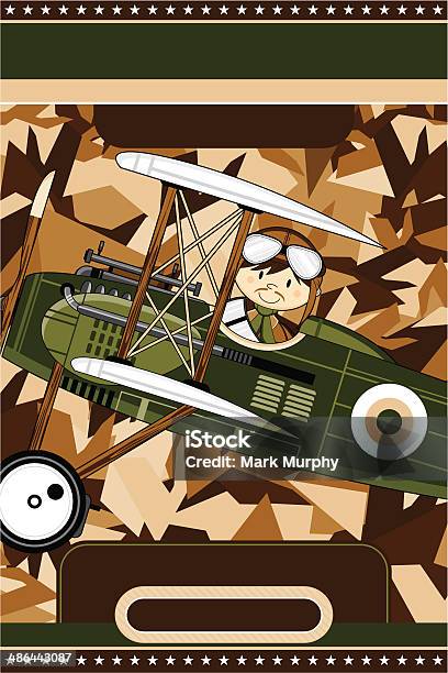 Military Biplane Airforce Pilot Template Stock Illustration - Download Image Now - Adult, Air Force, Aircraft Wing
