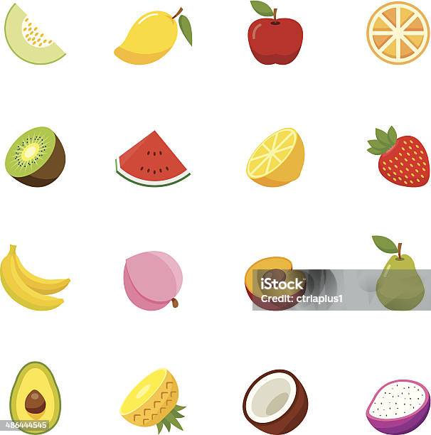 Ilustración de Frutas Completo De Diseño Plano Iconos De Color y más Vectores Libres de Derechos de Aguacate - Aguacate, Alimento, Arreglar