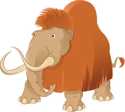 Vector image of an Cartoon shaggy mammoth