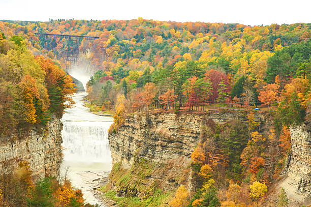 istock Autumn scene of waterfalls and gorge 486445682