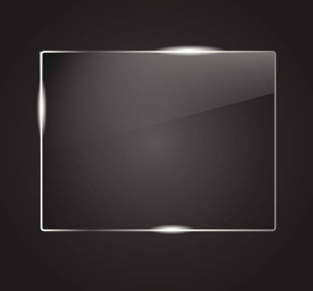 Beautiful blank shining glass banner on a dark background VECTOR Beautiful blank shining glass banner on a dark background VECTOR black glass surface stock illustrations
