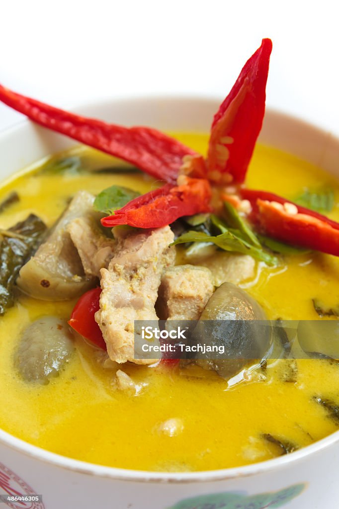 curry verde tailandese con maiale, cibo. - Foto stock royalty-free di Asia