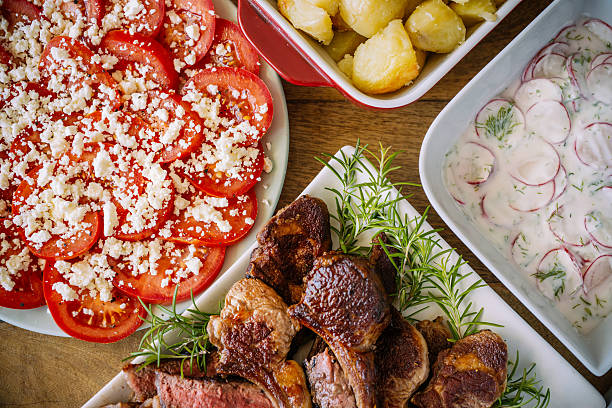 Roasted Lamb and Steak Dinner