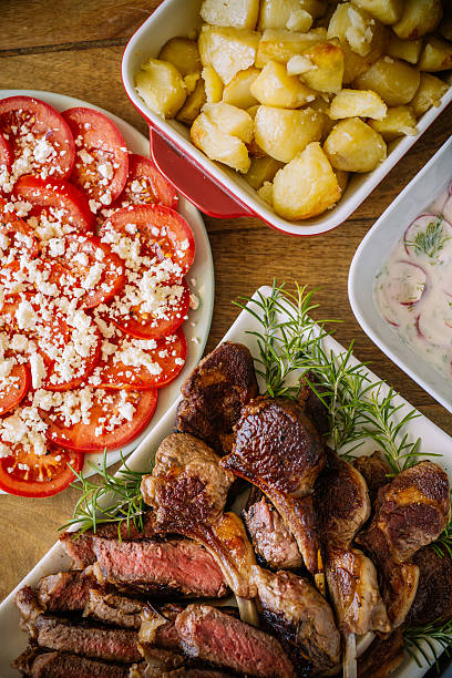 Roasted Lamb and Steak Dinner