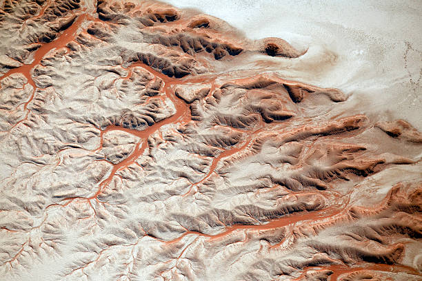Aerial View of Salt Pan, Namibia stock photo