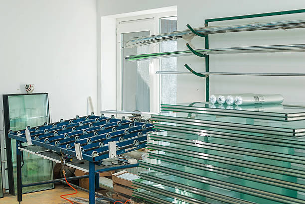 istock Tempered Window Glass in a PVC Factory 486451704