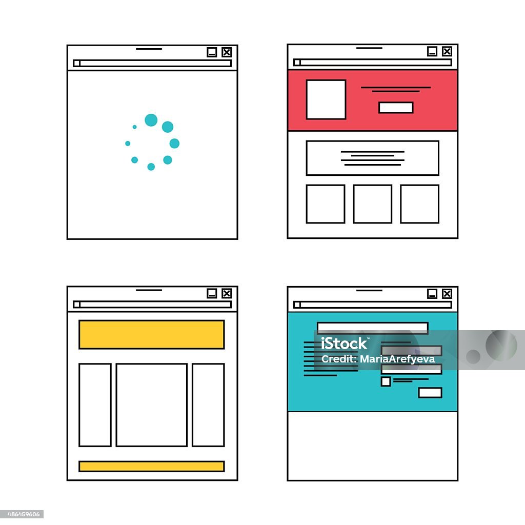 Basic website layout illustrations in flat style 2015 stock vector