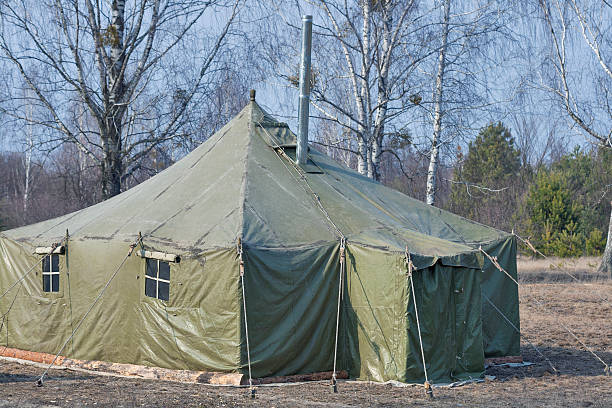 istock big old army expedition tent in the forest 486466846