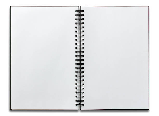 オープンホワイトのスパイラル(spiral )ノート型 - spiral notebook spiral ring binder blank ストックフォトと画像