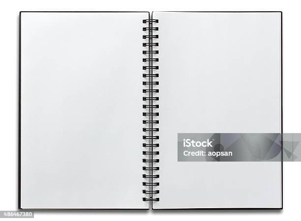 Open White Spiral Notebook Isolated Stock Photo - Download Image Now - Spiral Notebook, Open, Note Pad