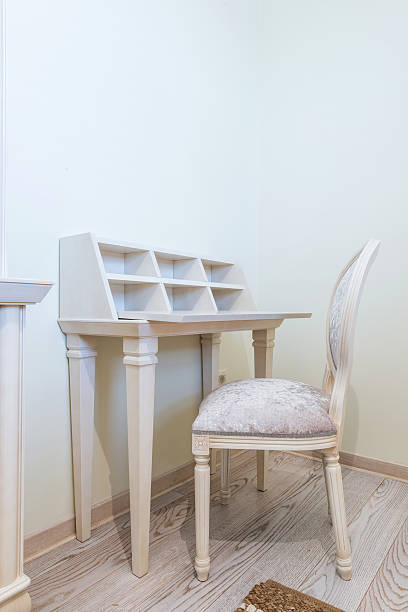 istock Classic white desk and chair 486468958