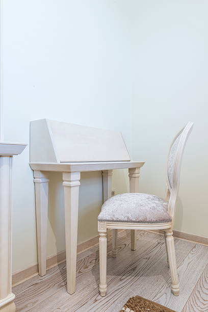 istock Classic white desk and chair 486468964