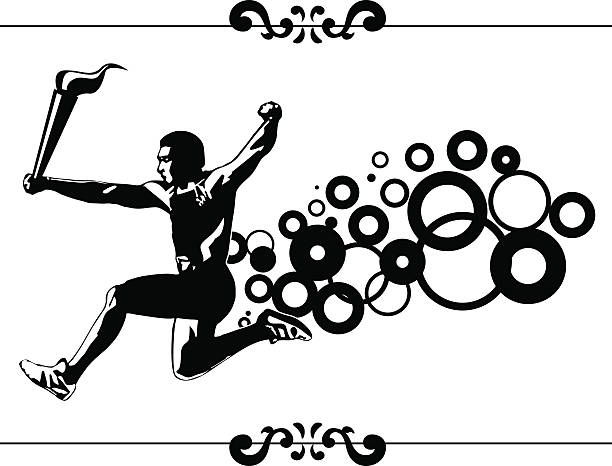 атлет бежит с факел - olympic athlete muscular build winning stock illustrations