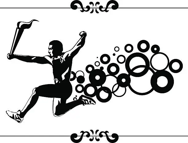 Vector illustration of athlete running with torch