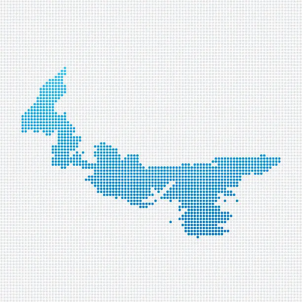 Vector illustration of Prince Edward Island Map Blue Dot Pattern
