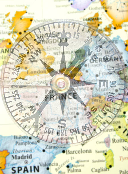 istock Compass on  France and Europe. 486472637