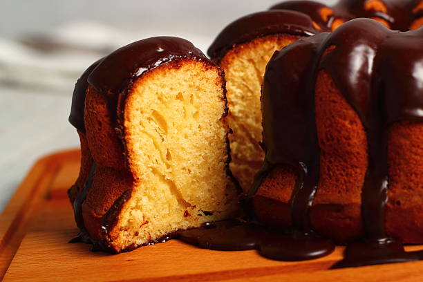 istock Bundt cake with chocolate glaze 486472805