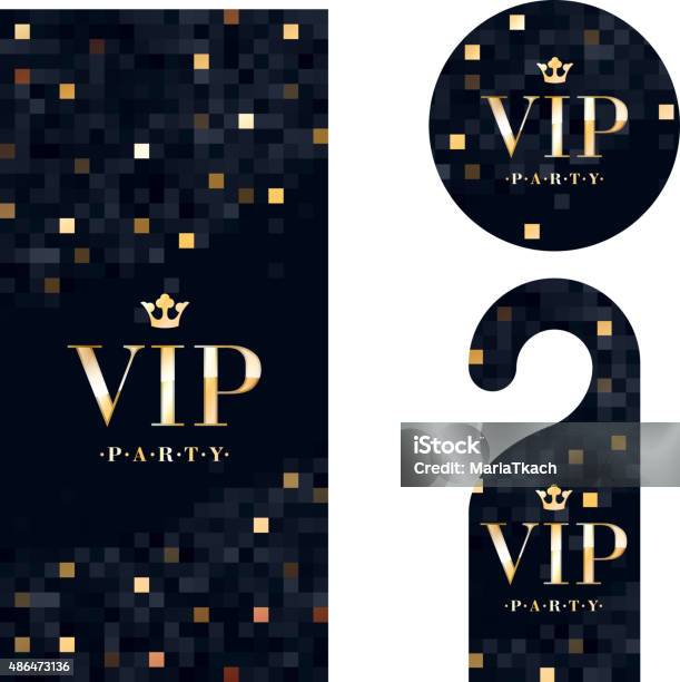 Vip Invitation Card Warning Hanger And Badge Stock Illustration - Download Image Now - Celebrities, Invitation, 2015