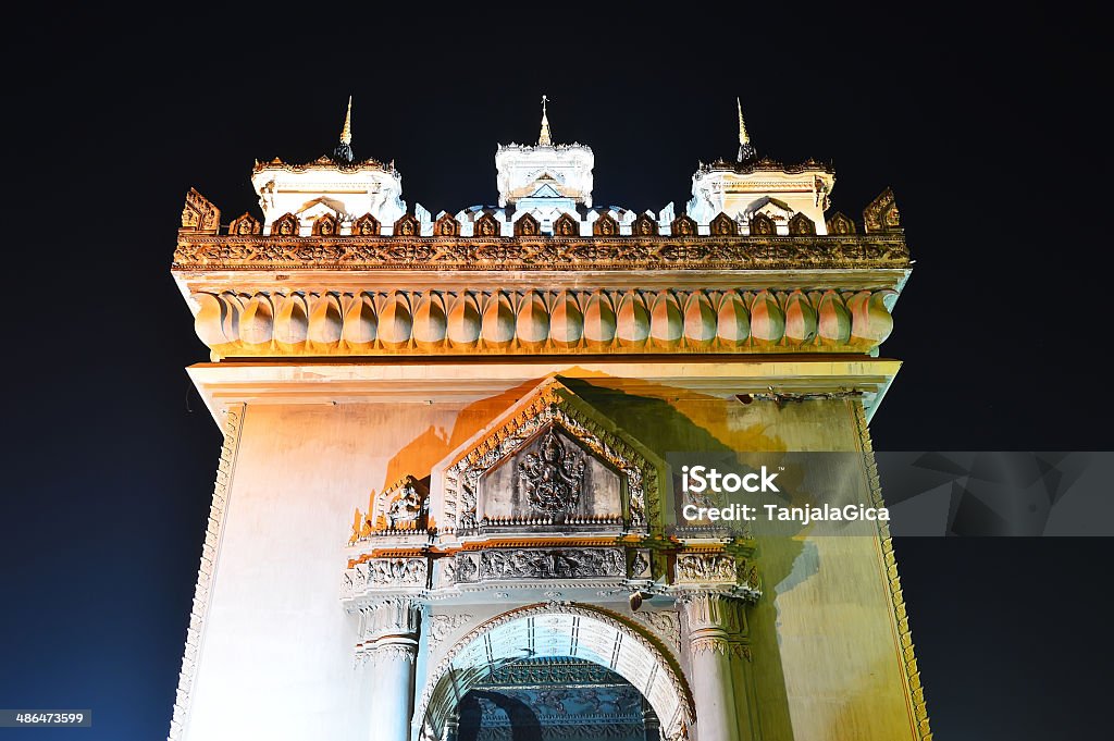 Patuxai at night, most recognisable landmarks in Vientiane, Laos Patuxai or Victory Monument is one of the most recognisable landmarks in Vientiane, Laos Arch - Architectural Feature Stock Photo