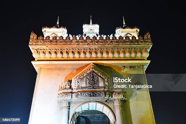 Patuxai At Night Most Recognisable Landmarks In Vientiane Laos Stock Photo - Download Image Now