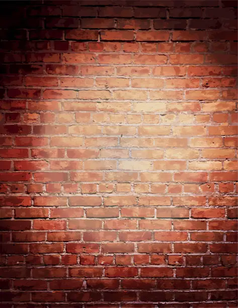 Vector illustration of Rustic old fashioned brick wall with elegant string lights background