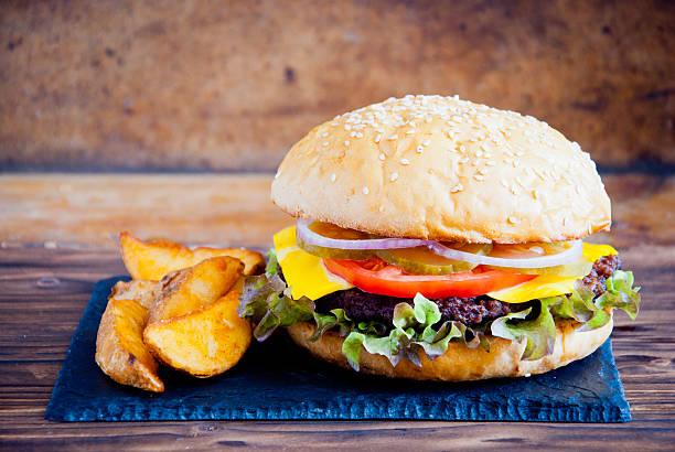 istock Homemade burger and Fries 486473982