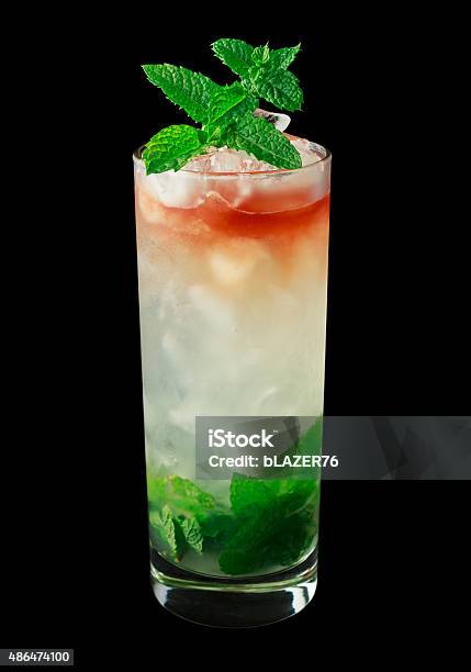 Queens Park Swizzle Cocktail On Black Background Stock Photo - Download Image Now - 2015, Alcohol - Drink, Alcohol Abuse